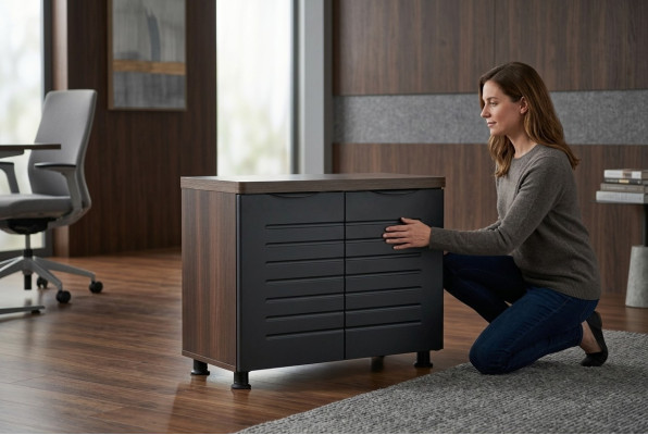 Study office cabinet dresser rectangular black brown two-toned