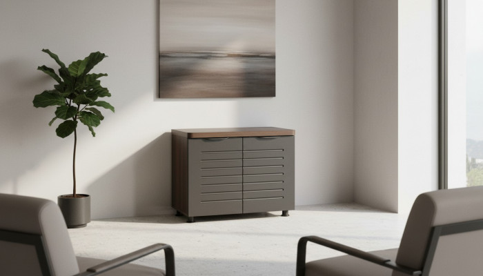 Study office cabinet dresser rectangular black brown two-toned