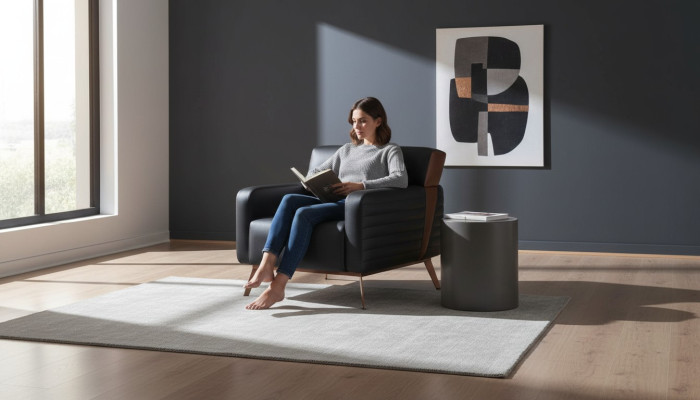 Armchair Study 1-Seater Black Solid Color Modern Design Living Room