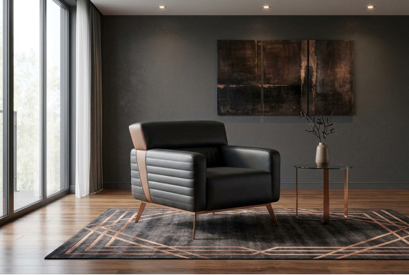 Armchair Study 1-Seater Black Solid Color Modern Design Living Room
