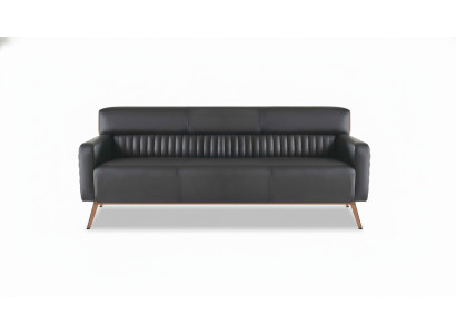 Home office 3-seater sofa black solid color modern design living room
