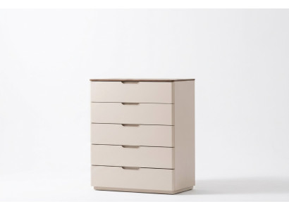 Stylish Beige Chest of Drawers Wooden Bedroom Furniture 5 Drawers Designer