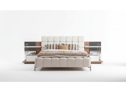 Modern white double bed stylish bedroom furniture upholstered furniture