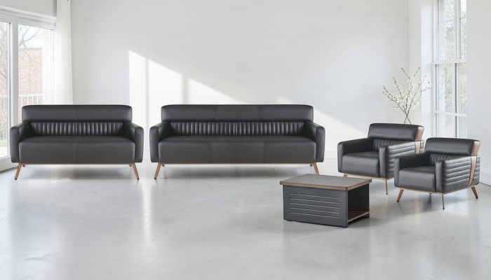 Black office furniture luxurious leather sofas designer armchair table