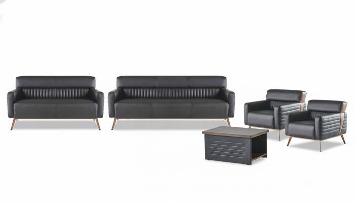 Black office furniture luxurious leather sofas designer armchair table