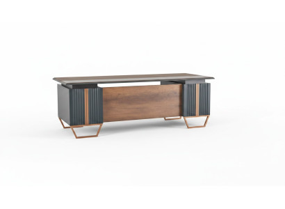 Desk Study Room Office Table Rectangular Shape Gray Brown Two-Tone