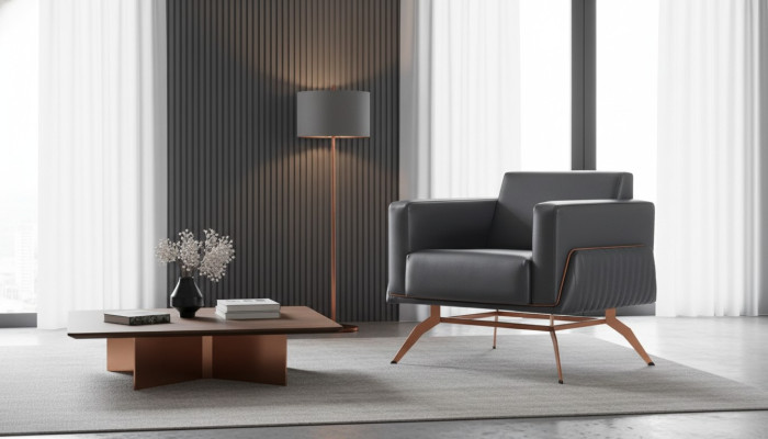 Black Armchair Single Color Modern Design 1-Seater Study Room Stainless Steel