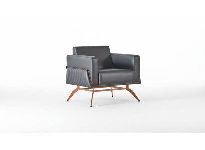 Black Armchair Single Color Modern Design 1-Seater Study Room Stainless Steel