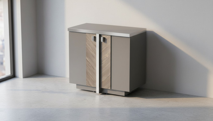 Modern design style dresser, gray filing cabinet, solid color, storage, doors