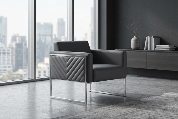 Armchair Office 1-Seater Gray Solid Color Modern Design Living Room