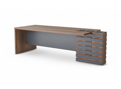 Office desk, brown and gray, two-tone, modern design, rectangular, for study rooms