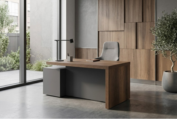 Coffee table brown grey two-tone rectangular shape modern study