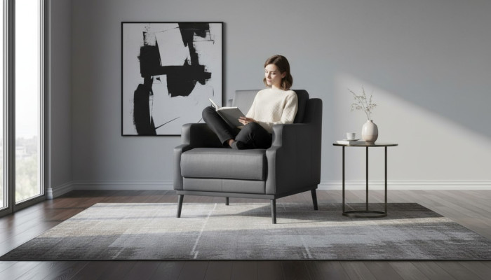 Armchair Dark Gray Solid Color Modern Style Design Study Living Room