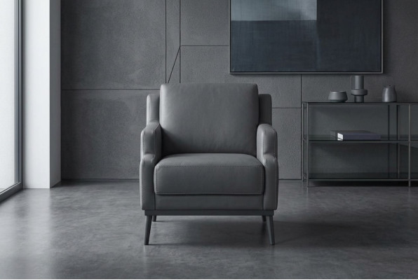 Armchair Dark Gray Solid Color Modern Style Design Study Living Room