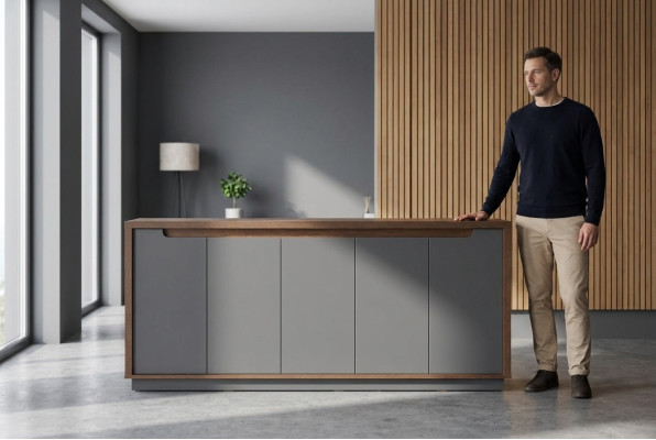 Sideboard Gray Brown Two-Tone Modern Design Rectangular Office
