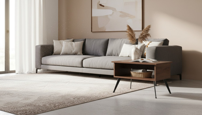 Coffee table brown with shelf rectangular shape single-color style study room
