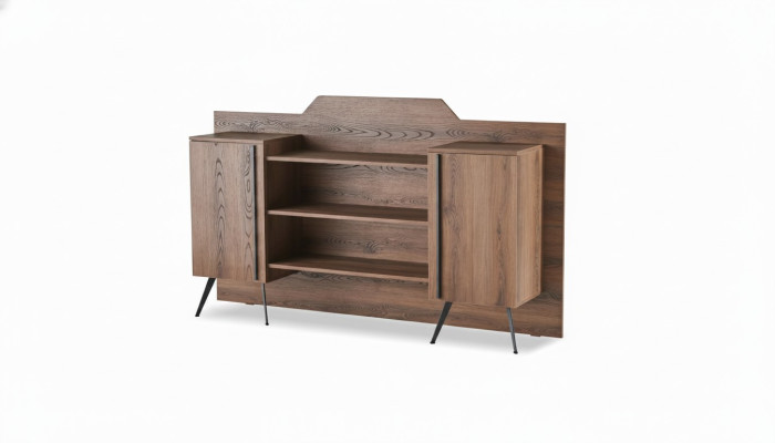 Filing Cabinet Sideboard Shelves Storage Space Brown Solid Color Modern Design