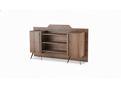 Filing Cabinet Sideboard Shelves Storage Space Brown Solid Color Modern Design
