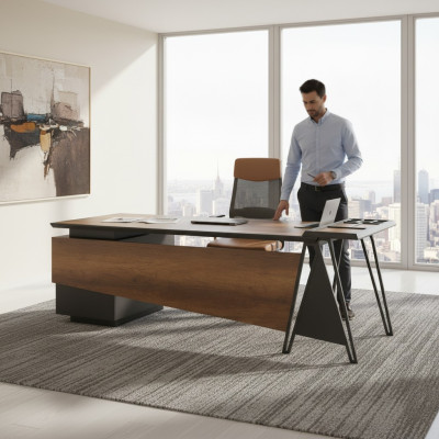 Desk Office Desk Study Room Brown Gray Two-Tone Modern Design