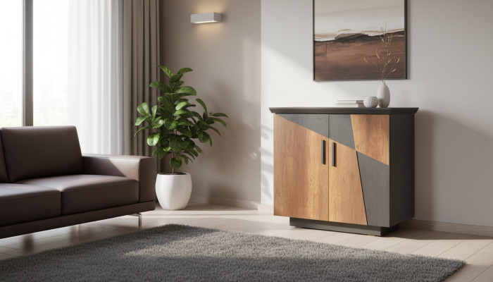 Dresser Gray Brown Two-Tone Modern Style Rectangular Shape Study Room