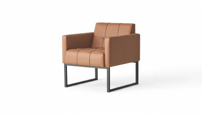 Armchair Brown Solid Color Study Modern Design 1-Seater Stainless Steel