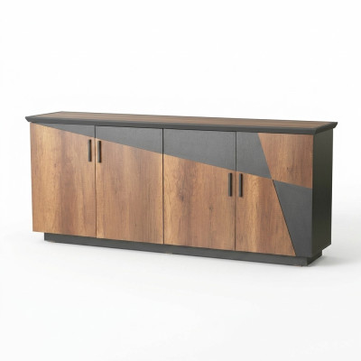 Sideboard Filing Cabinet with 4 Doors Brown / Gray Two-tone Modern Style