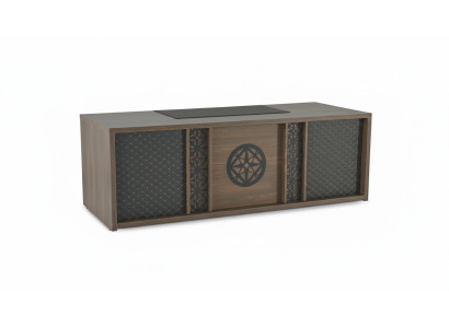 Office desk brown grey two-tone study rectangular shape modern