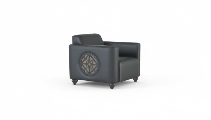 Black Armchair Solid Color Modern Design Style Study Living Room