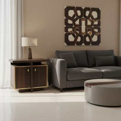 Sideboard Brown with Doors Solid Color Modern Office Filing Cabinet