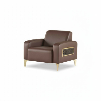 Armchair Brown Solid Color Modern Design Home Office Living Room 1-Seater