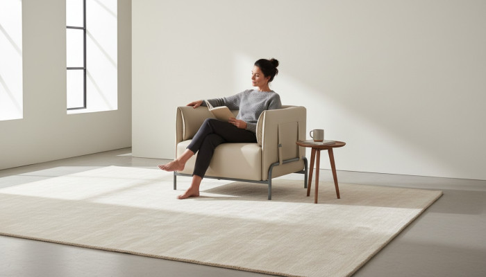 Beige Armchair Solid Color Pattern Study Modern Design Style Living Room