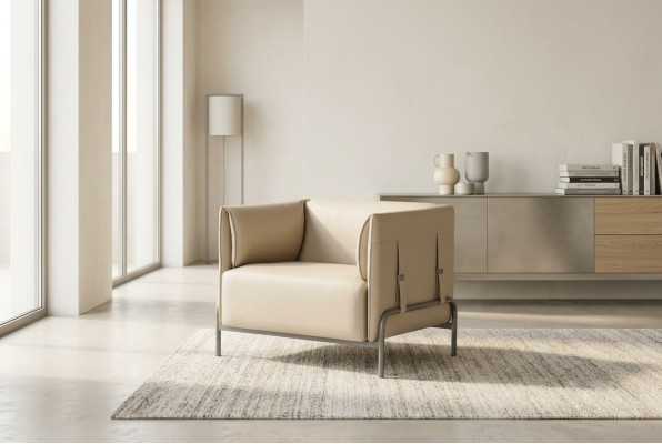 Beige Armchair Solid Color Pattern Study Modern Design Style Living Room