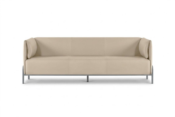 Home office set 3-seater sofa beige modern design living room cushions
