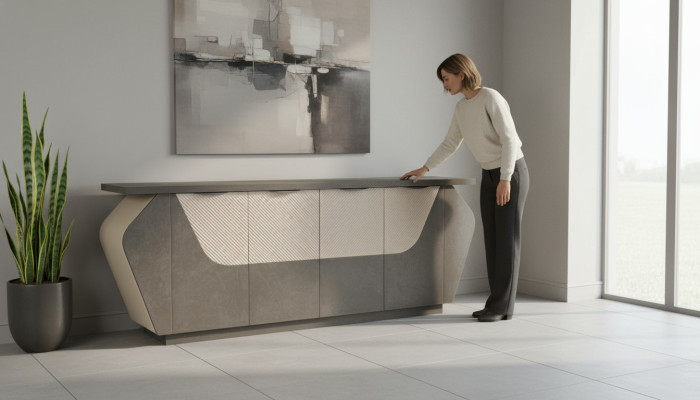 Study Room Sideboard Filing Cabinet Gray Two-Toned Storage Modern