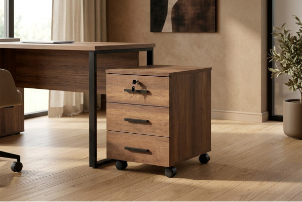 Workroom Dresser Brown Drawers Solid Color Modern Design Wheels