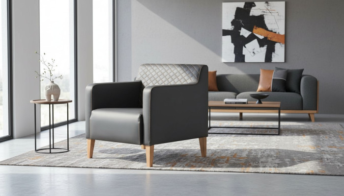 Armchair Black Solid Color Modern Design Style Home Office Living Room