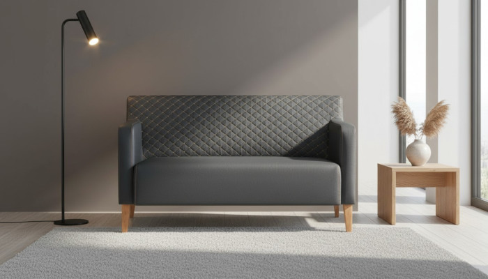 Sofa 2-seater study black solid color modern design living room