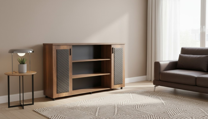 File Cabinet Sideboard Brown Black Two-Tone Modern Study Room