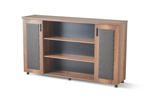 File Cabinet Sideboard Brown Black Two-Tone Modern Study Room