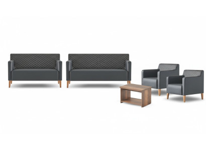 Study Room Set 5-piece Black 3-Seater Sofa 2-Seater Sofa 2x Armchairs Coffee Table
