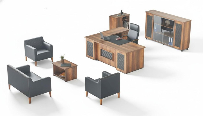 Black-brown study set desk sideboard sofa armchair