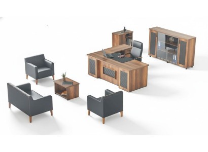 Black-brown study set desk sideboard sofa armchair