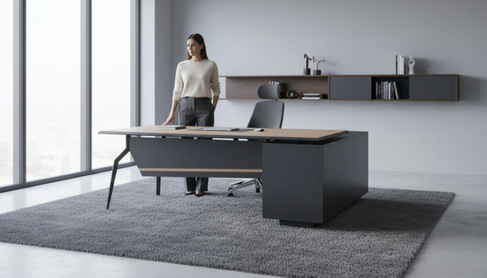 Black-Brown Office Desk Designer Corner Desk Wood Office Furniture