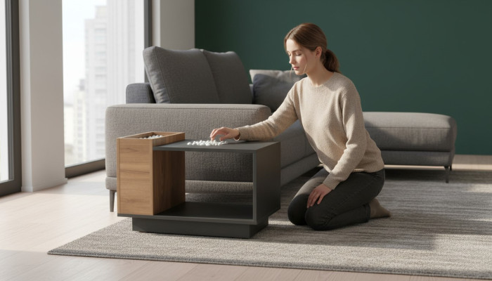 Black-Brown Office Coffee Table Designer Storage Table Wooden Furniture