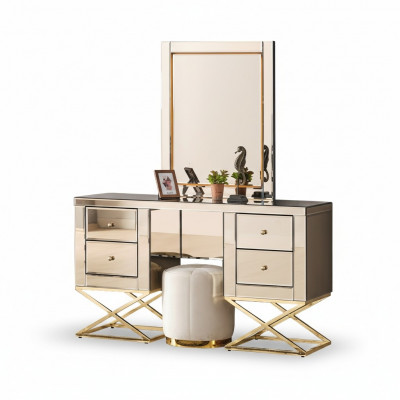 Golden stainless steel dressing table modern vanity table dressing dresser.