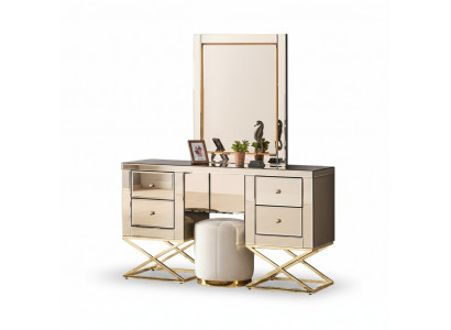 Golden stainless steel dressing table modern vanity table dressing dresser.
