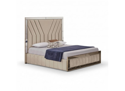 Beige bedroom bed designer double bed luxurious bed frame bed
