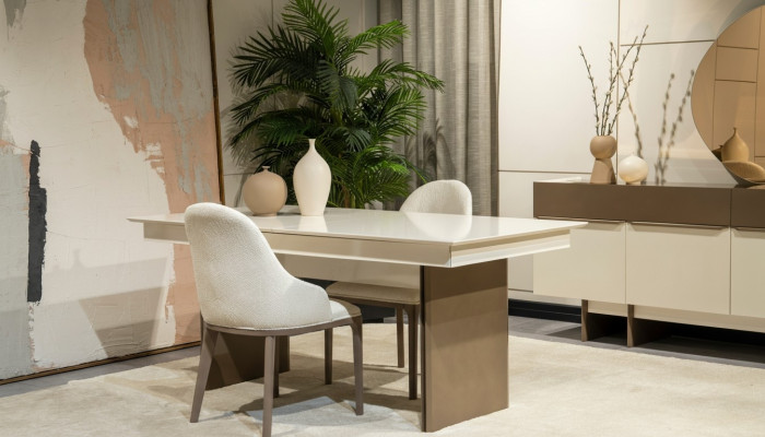 White-Brown Dining Room Set Extendable Table 6x Chairs Sideboard