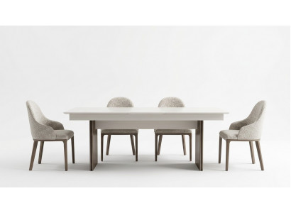 Stylish kitchen furniture designer dining table 4x fabric chairs elegant sideboard