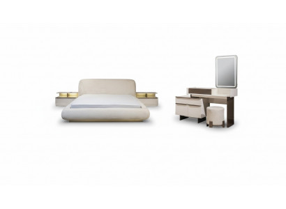 Stylish white bedroom set double bed dressing table bedside tables